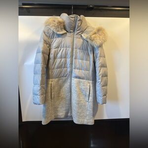 soia & kyo hooded fox fur-trim down  wool coat